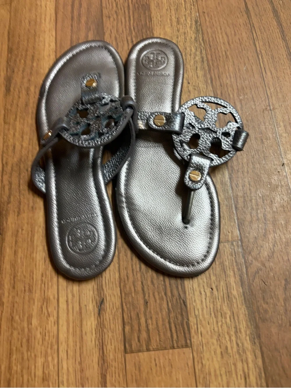 Tory Burch Metallic Black Miller Thong Sandals
